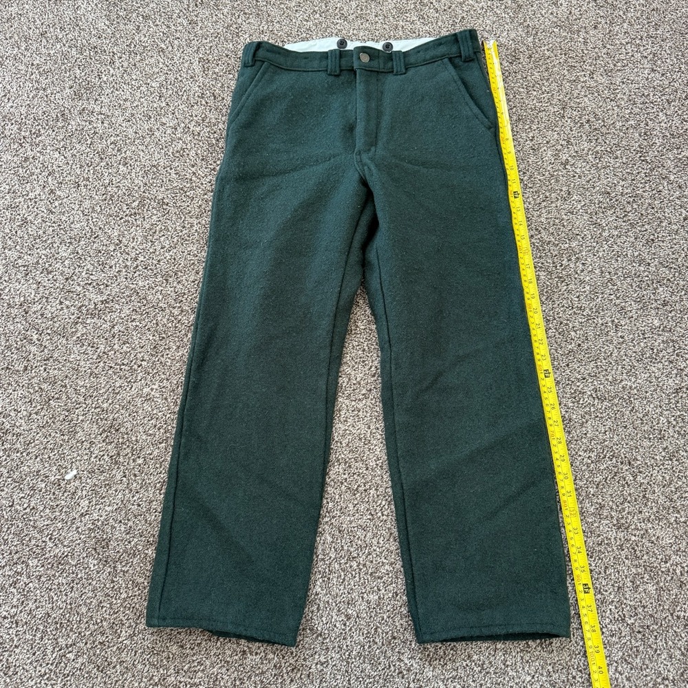 Codet Heavy Green Wool Blend Outdoor Pants Made in Canada Men's Size 33x29 Hunt